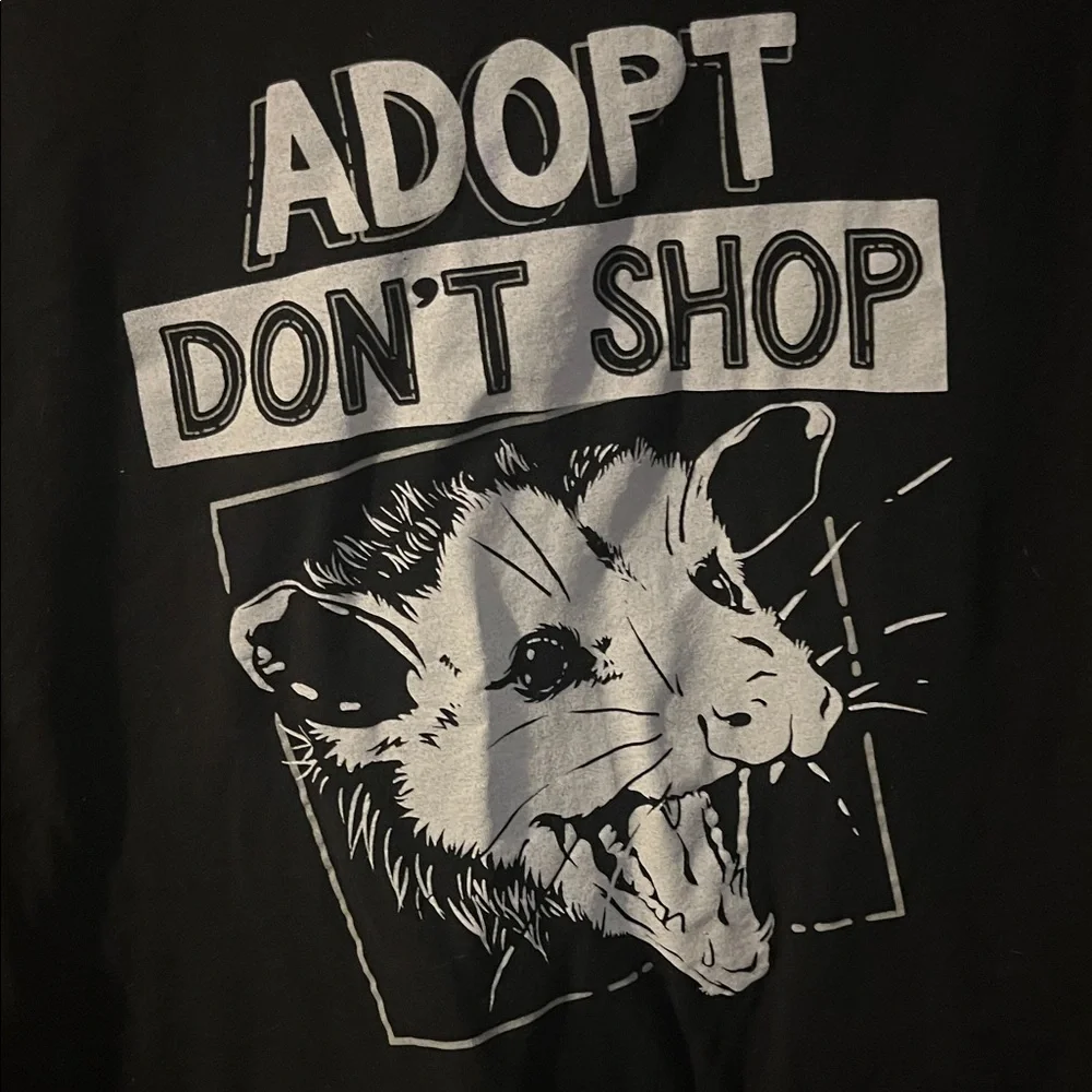 Black Graphic Tee - Adopt Don't Shop XL Opposum - Picture 4 of 4